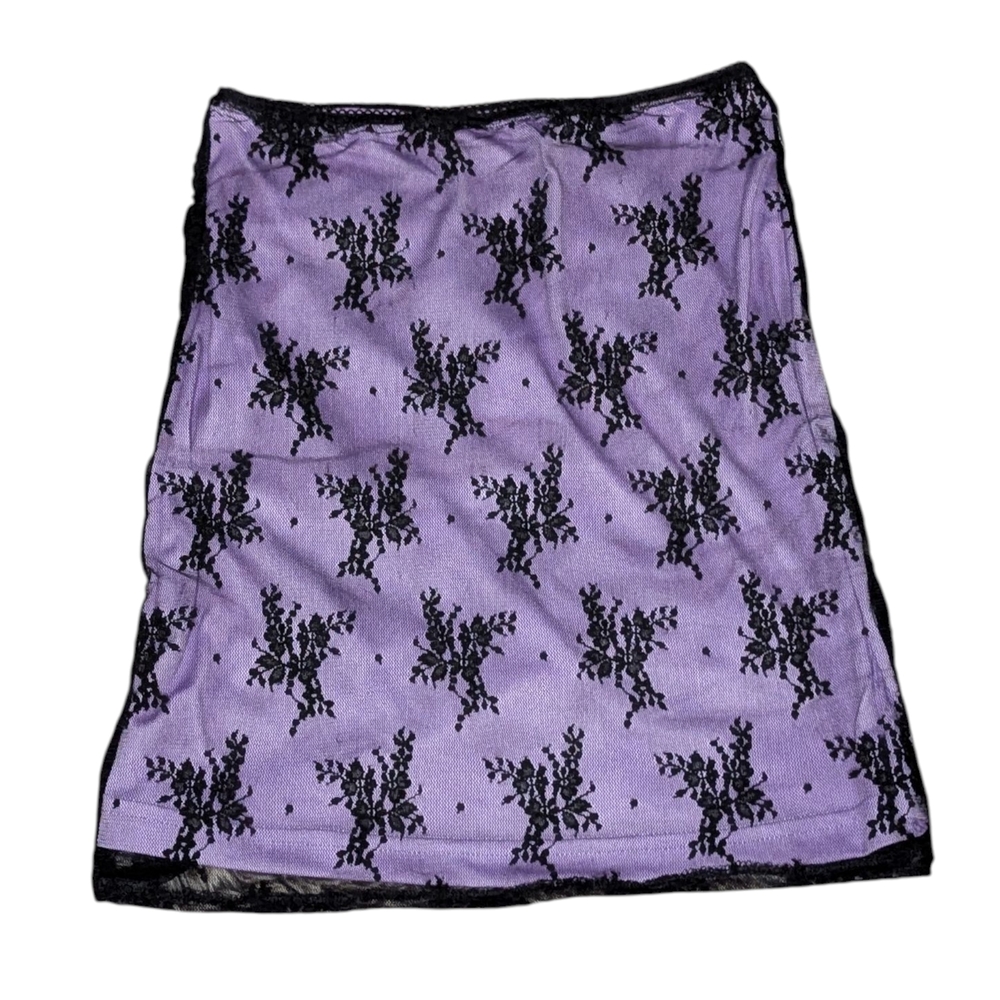 Urban Outfitters Y2K Black Lace Coquette Goth Fairycore Purple Mini Skirt XS - Picture 4 of 14